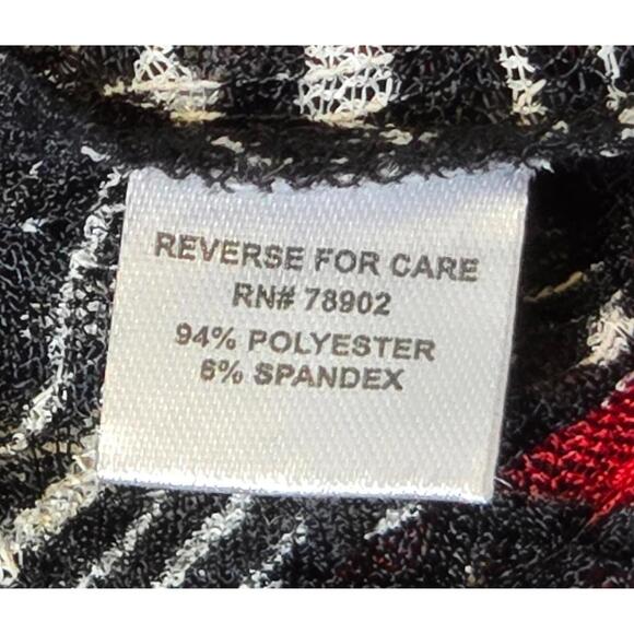 ERIN LONDON BLACK WHITE & RED SHEER JACKET STYLE LONG SLEEVE WOMEN'S SHIRT SZ LG - Picture 5 of 7